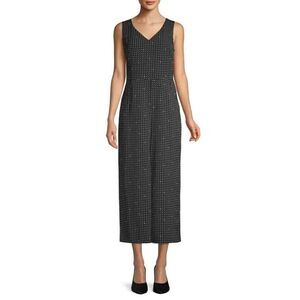 Karl Lagerfeld Paris Black‎ White Polka Dot Hearts Crop Wide Leg Jumpsuit Size 2